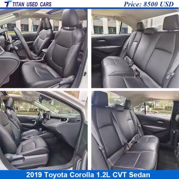 Black interior of the used 2019 Corolla for sale