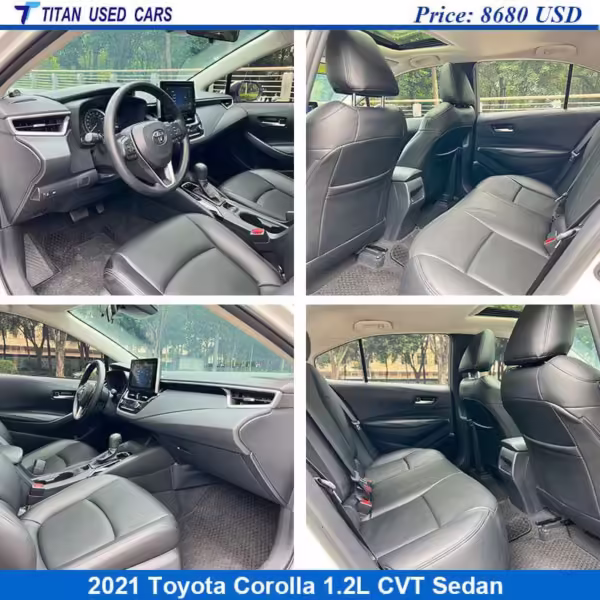 Black interior of the used Toyota Corolla 2021 sedan for sale