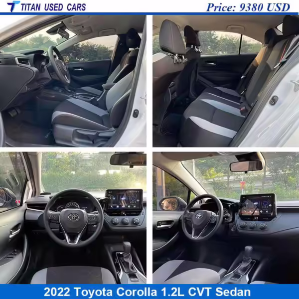 black interior of the used 2022 toyota corolla sedan