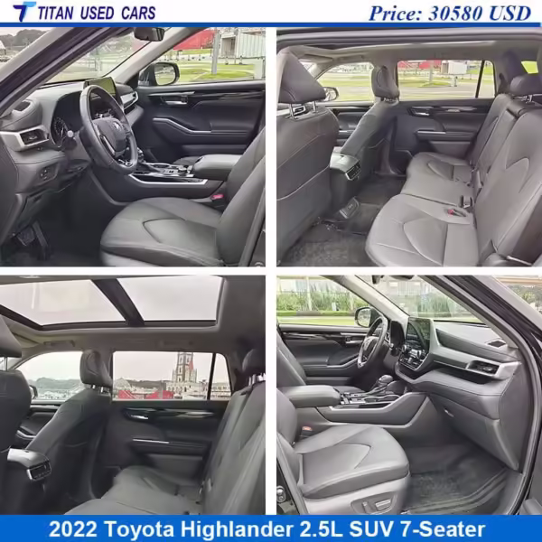 black interior of the Used 2022 Toyota Highlander SUV