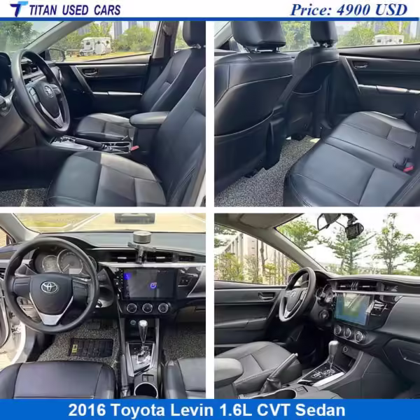 black interior of the 2016 used Toyota Levin